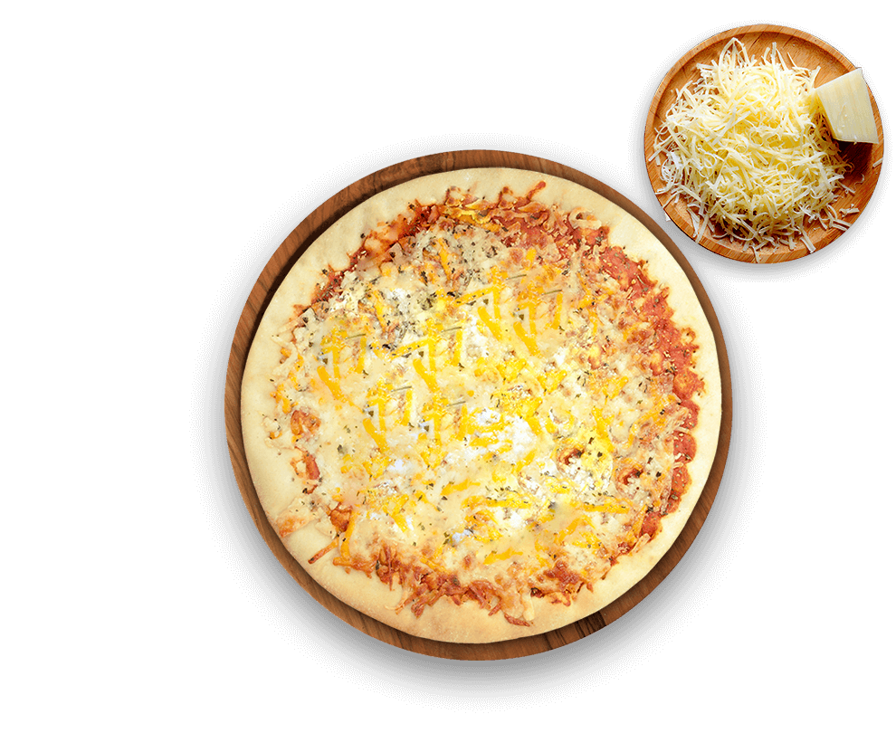 Pizza cuatro quesos Ensalada Siciliana